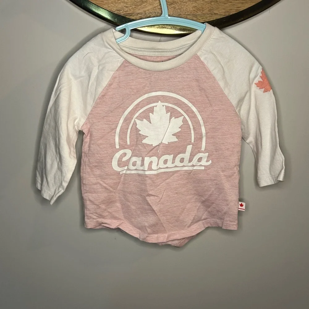Canada Kids Long Sleeve Raglan Tee - Pink and White - Picture 2 of 9